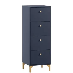 Hohe Kommode in Dunkelblau mit Gold - Inbano