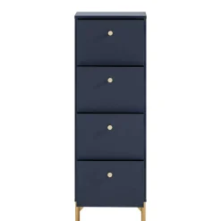 Hohe Kommode in Dunkelblau mit Gold - Inbano