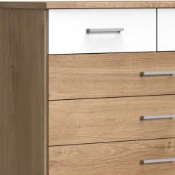 Hohe Kommode in Eiche & Weiß - Curacao