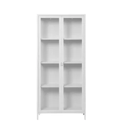 Hohe Vitrine aus Stahl in Weiß - Sancrez