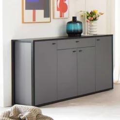 Hohes Sideboard in Grau & Anthrazit - Ridona