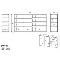 Hohes Sideboard in Hellgrau - Aquara