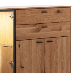 Hohes Sideboard mit Glaseinsatz und LED - Drinidad