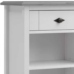 Holz Badregal mit Schublade in Weiß & Grau - Mirandesca