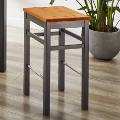 Holz Barhocker in Grau und Kiefer Lauge - Ziamora