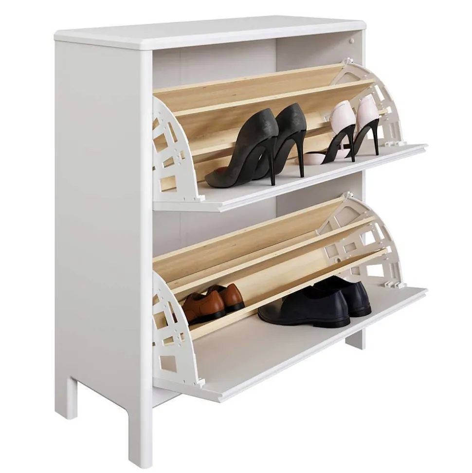 Holz Dielenmöbel in Weiß gewachst - Oranias (vierteilig)