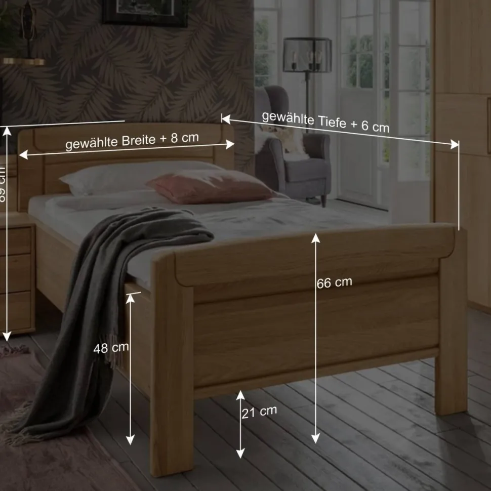 Holz Einzelbett mit Kopf- und Fußteil - Emdsiva