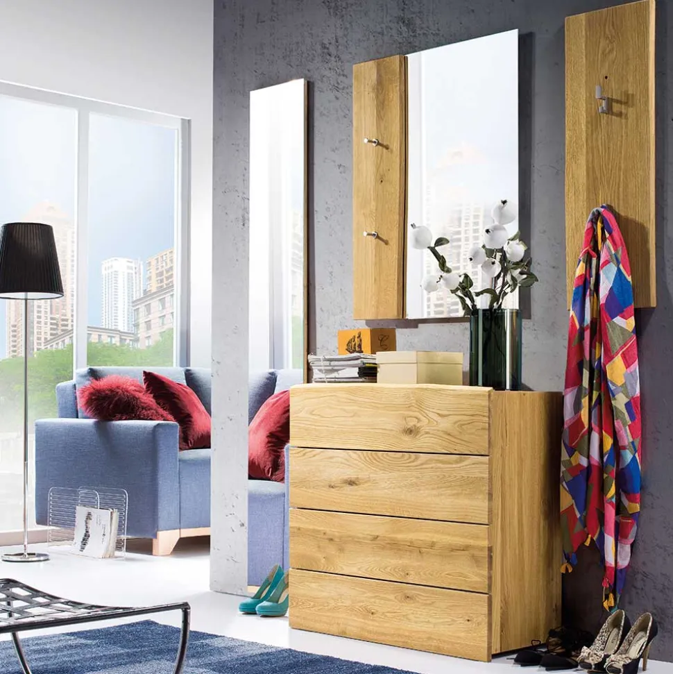 Holz Garderoben Set aus Eiche - Avidora (vierteilig)