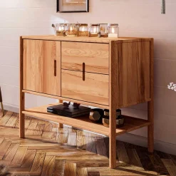 Holz Kommode mit Tür & 2 Schubladen & Fach - Indrya