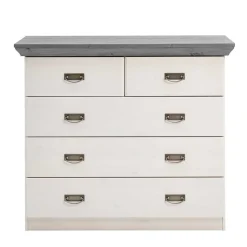 Holz Landhaus Kommode in Weiß & Grau - Mirandesca