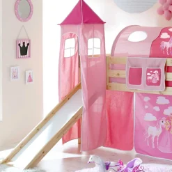 Holz Prinzessinbett mit Rutsche & Turm - Pulaudio