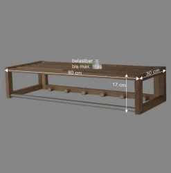 Holz Wand-Garderobe aus geölter Eiche - Helvana