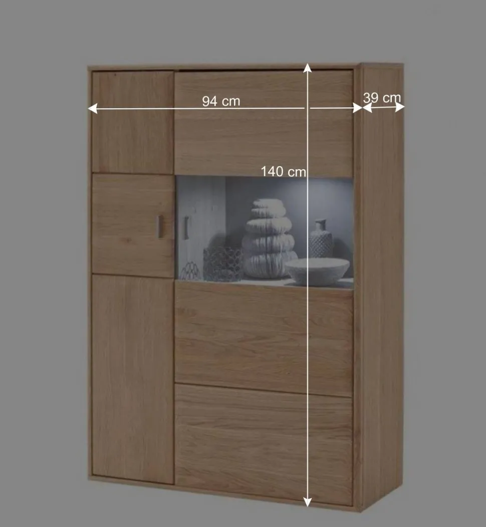 Holz Wohnkombination 328 cm breit - Vernella (vierteilig)