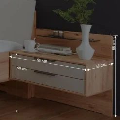 Holzbett & Nachtkommoden - Krofun (dreiteilig)