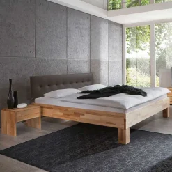 Holzbett Abraham mit Polsterkopfteil (dreiteilig)