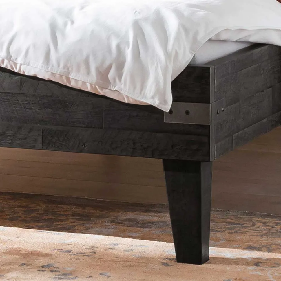 Holzbett aus Akazie in Grau Antik Finish - Jasefiana