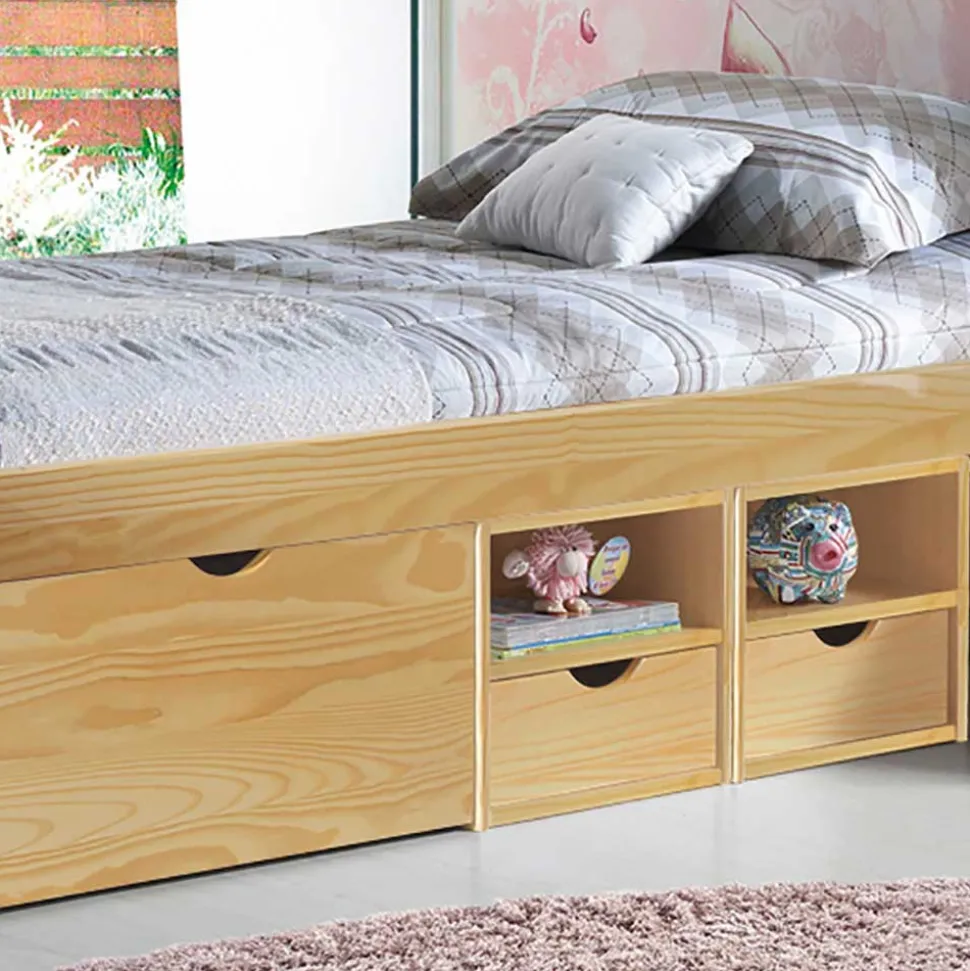 Holzbett Francena mit Schubladen (zweiteilig)