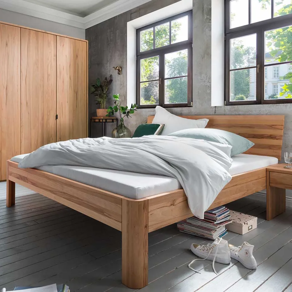 Holzbett mit Kopfteil aus Kernbuche - Izmaldon