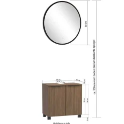 Holzdekor Badeinrichtung in Eiche Dunkel - Ucaida (vierteilig)