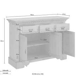Holzkommode in Cremefarben gewachst - Rospus