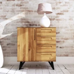 Holzkommode mit vier Schubladen & Tür - Mandirov