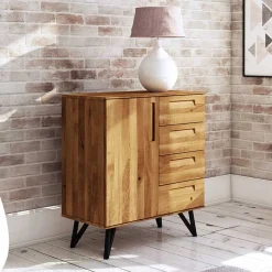 Holzkommode mit vier Schubladen & Tür - Mandirov