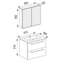 Holznachbildung Badezimmer Möbel - Caleena (vierteilig)