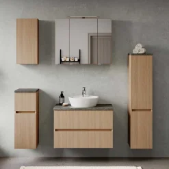 Holzoptik Badezimmermöbel Set - Leitha (fünfteilig)