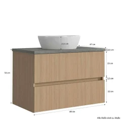 Holzoptik Badezimmermöbel Set - Leitha (fünfteilig)