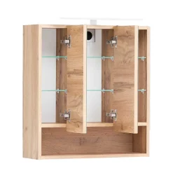 Holzoptik Badmöbel mit Baumkante - Tofias (dreiteilig)