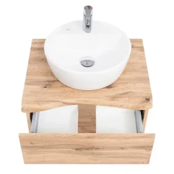 Holzoptik Badmöbel mit Baumkante - Tofias (dreiteilig)