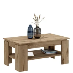 Holzoptik Couchtisch in Wildeiche mit Ablage - Work