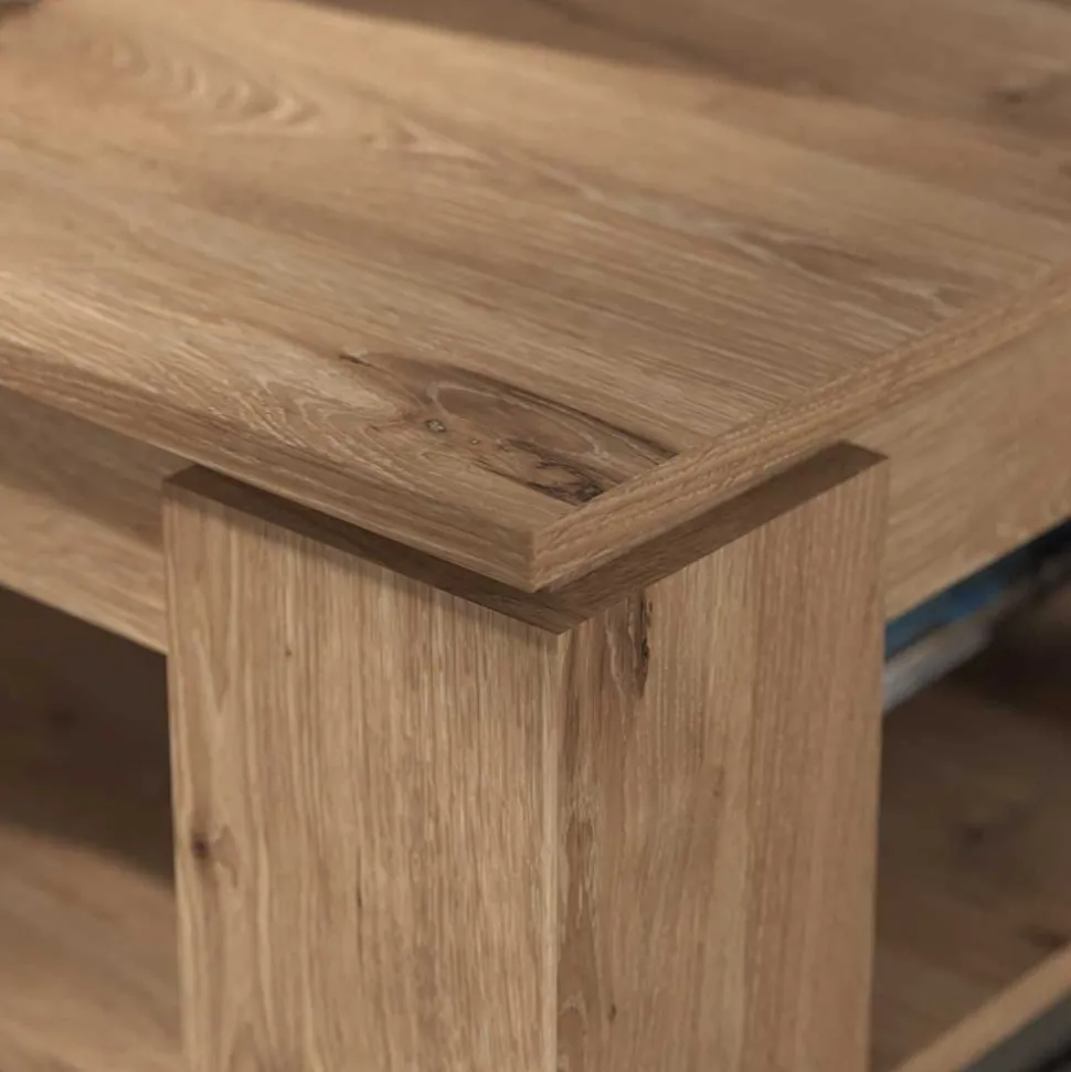 Holzoptik Couchtisch in Wildeiche mit Ablage - Work