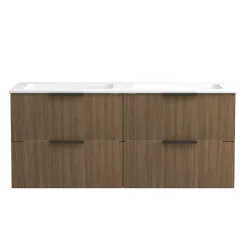 Holzoptik Doppel-Waschtisch in Eiche Dunkel - Ucaida