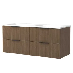 Holzoptik Doppel-Waschtisch in Eiche Dunkel - Ucaida