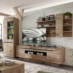 Holzoptik TV Anbauwand Set - Zelio (dreiteilig)