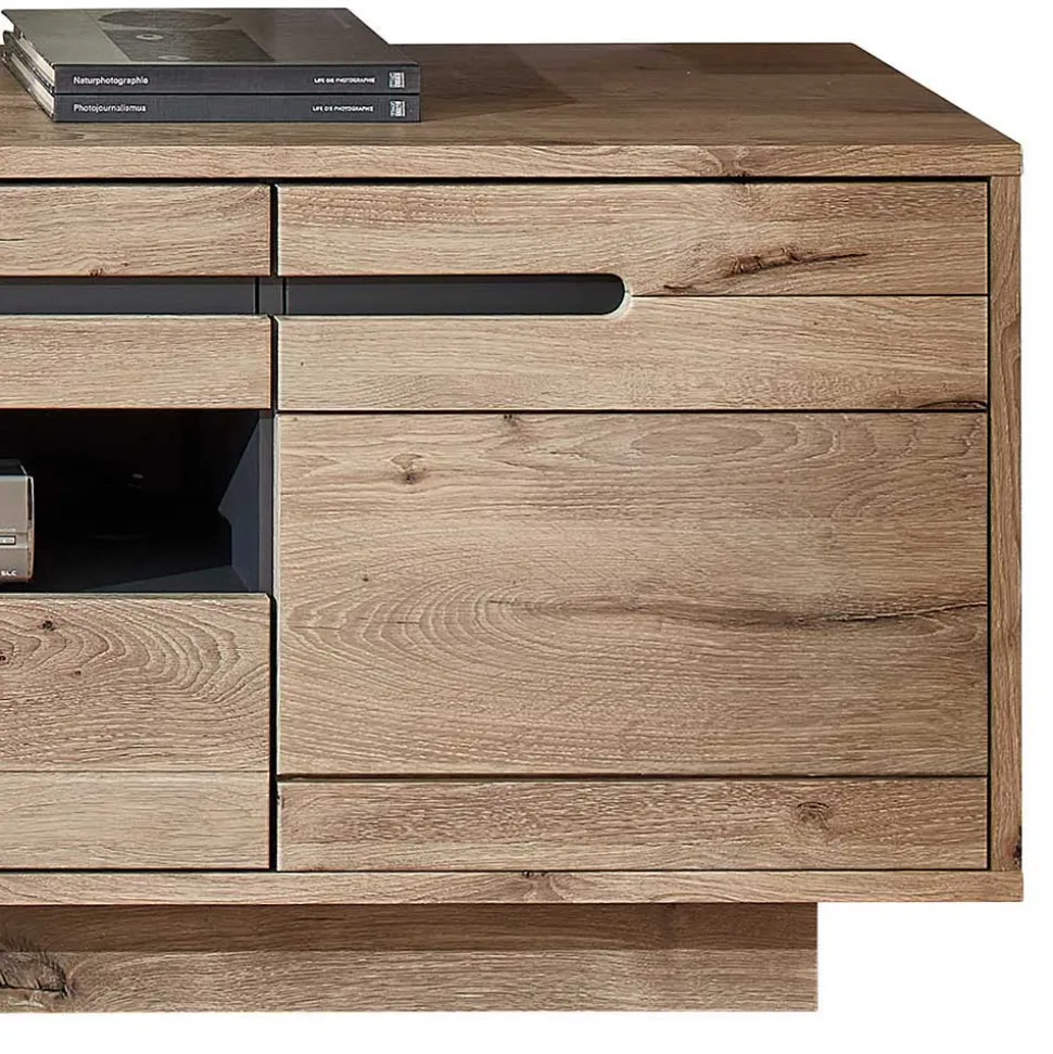 Holzoptik TV Anbauwand Set - Zelio (dreiteilig)