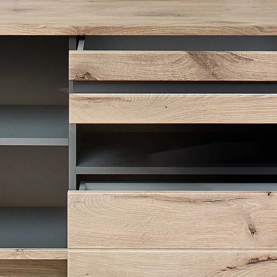 Holzoptik TV Anbauwand Set - Zelio (dreiteilig)