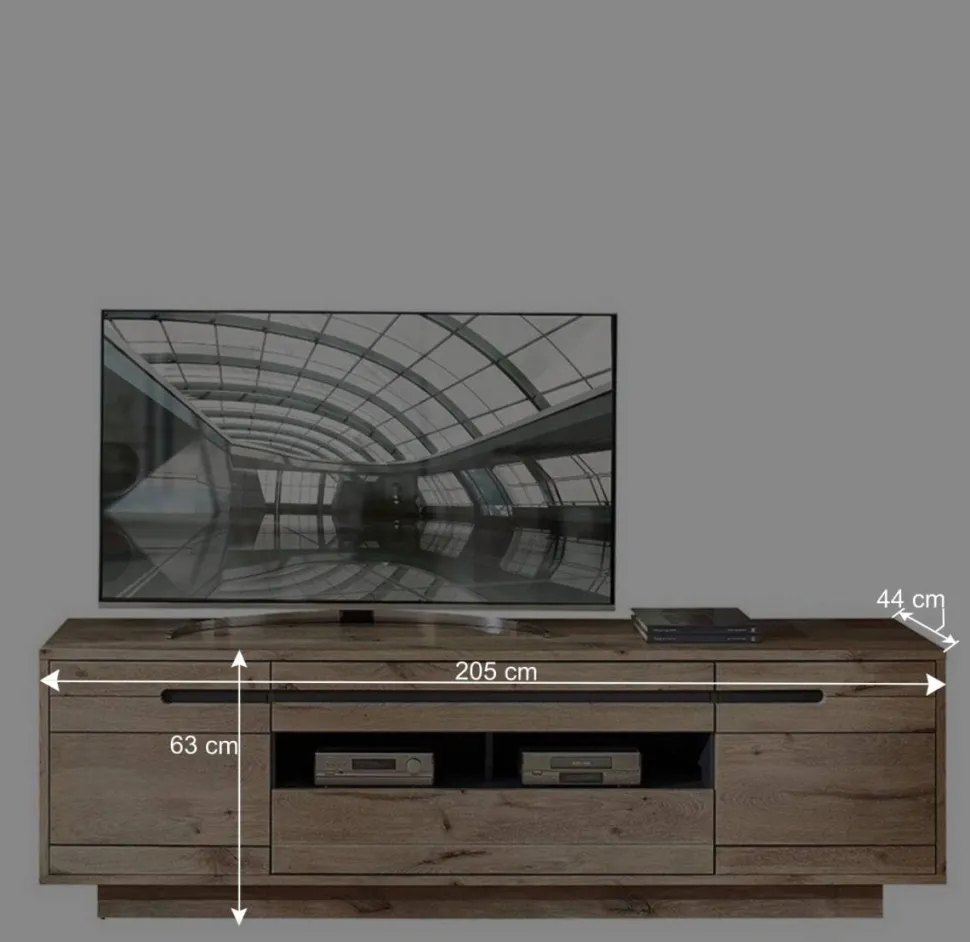 Holzoptik TV Anbauwand Set - Zelio (dreiteilig)
