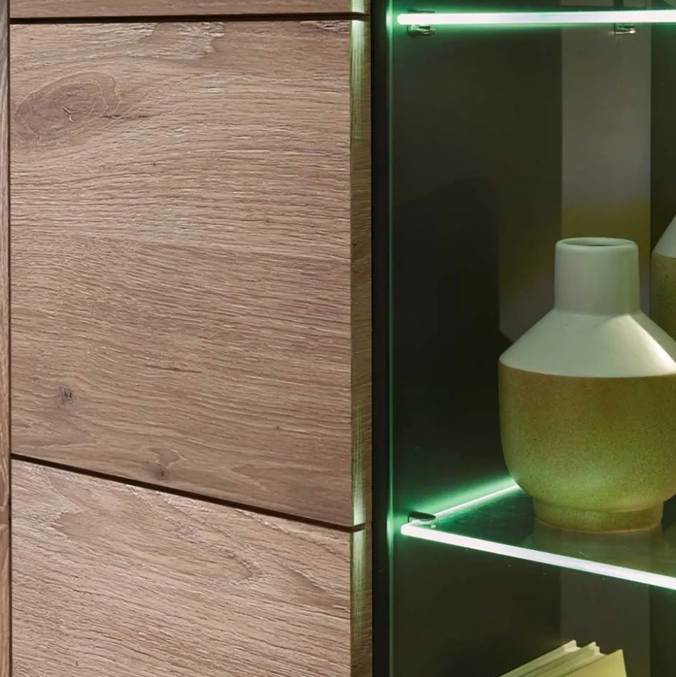 Holzoptik TV Anbauwand Set - Zelio (dreiteilig)