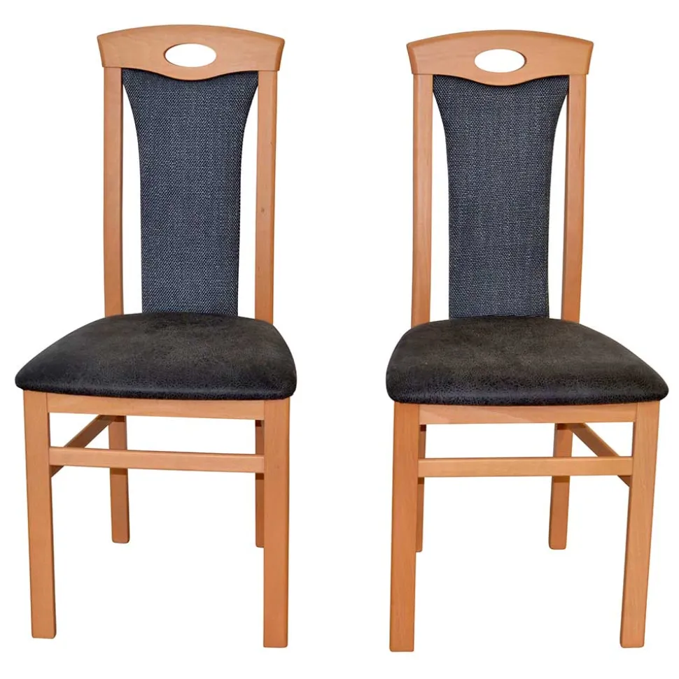 Holzstühle in Buche & Anthrazit - Moyico (2er Set)