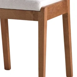 Holzstuhl mit Sitzpolster in Creme Stoff - Altagracia