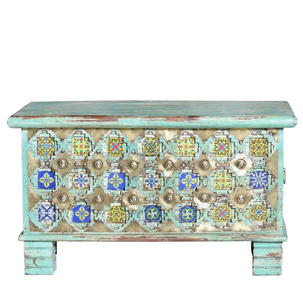 Holztruhe dekorativ mehrfarbig gestaltet - Zinatella