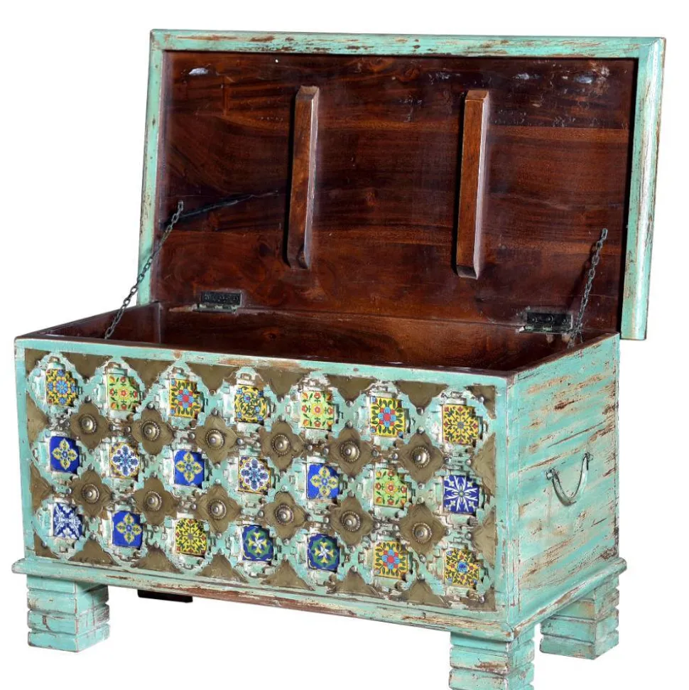 Holztruhe dekorativ mehrfarbig gestaltet - Zinatella