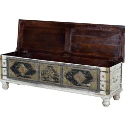 Holztruhe in Antikweiß Schwarz Bronze - Lismiangra