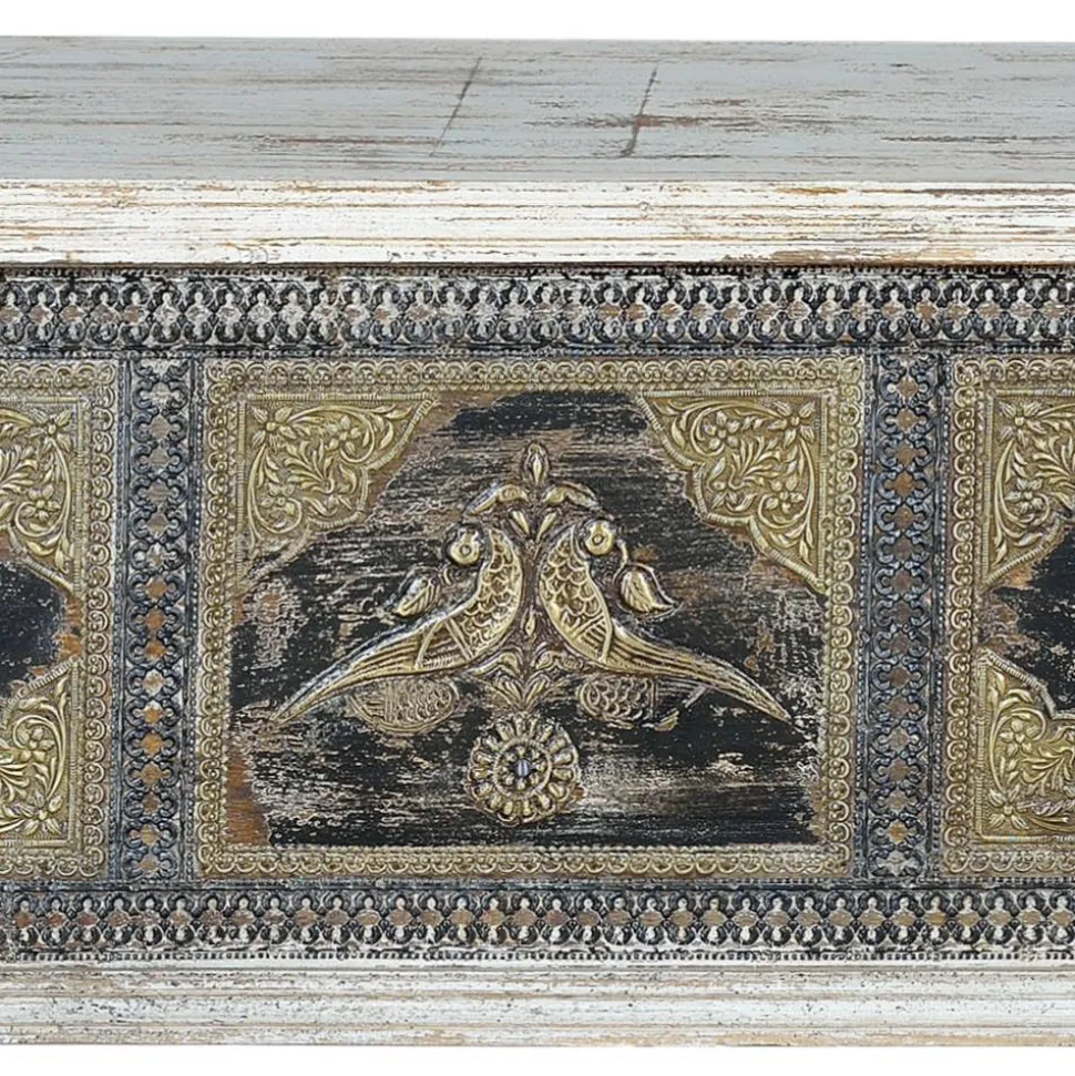 Holztruhe in Antikweiß Schwarz Bronze - Lismiangra