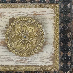 Holztruhe in Schwarz Antikweiß Bronze Braun - Rene