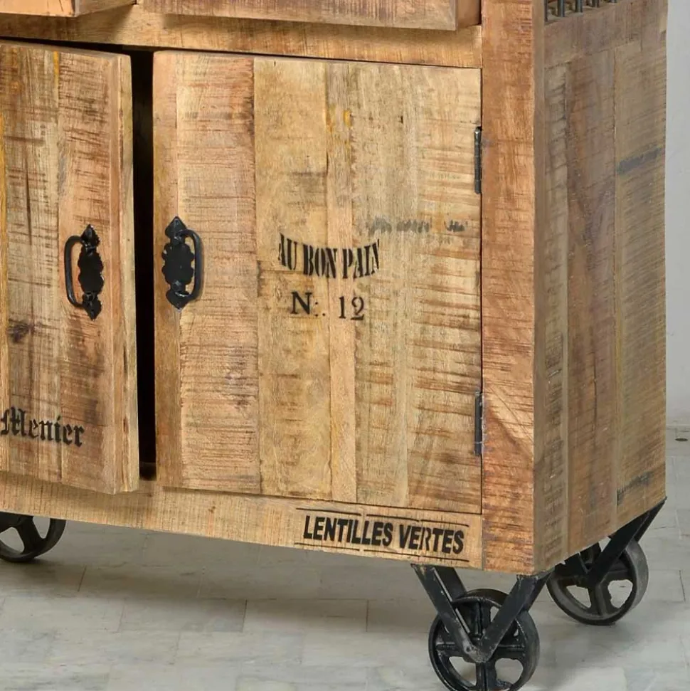 Holzvitrine Indri auf Rollen