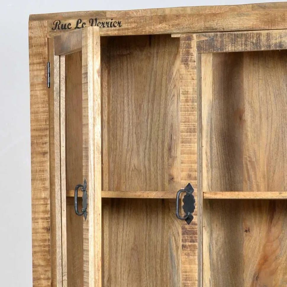 Holzvitrine Indri auf Rollen