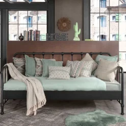 Industrial Bett in Schwarz Metall - Gionna